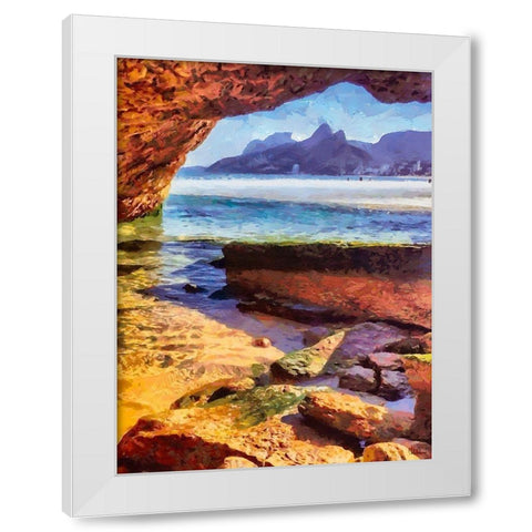 Rocks in the Sea White Modern Wood Framed Art Print by Medeiros, Celito