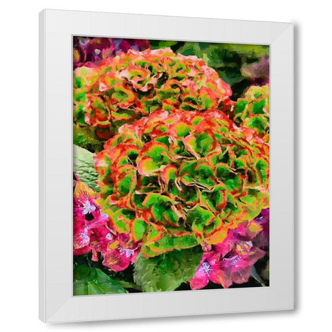 Red - Green Flower White Modern Wood Framed Art Print by Medeiros, Celito