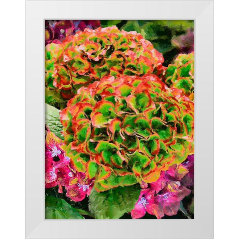 Red - Green Flower White Modern Wood Framed Art Print by Medeiros, Celito
