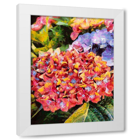 Red - Yellow Flower White Modern Wood Framed Art Print by Medeiros, Celito