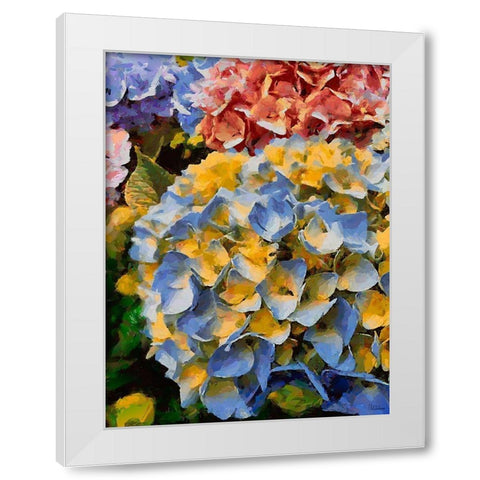 Purple - Yellow Flower White Modern Wood Framed Art Print by Medeiros, Celito