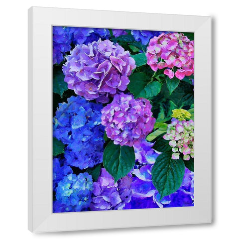 Purple Hydrangea White Modern Wood Framed Art Print by Medeiros, Celito