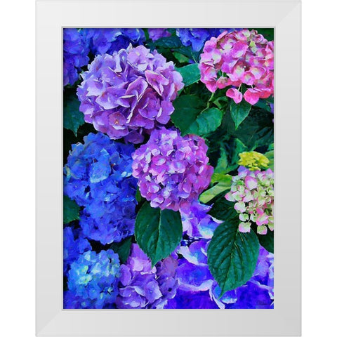 Purple Hydrangea White Modern Wood Framed Art Print by Medeiros, Celito