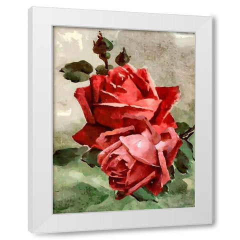 Red Roses II White Modern Wood Framed Art Print by Medeiros, Celito