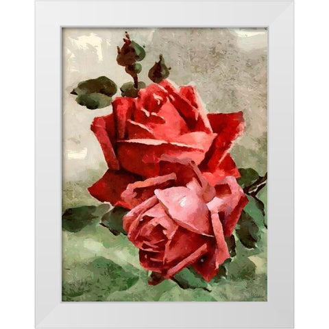 Red Roses II White Modern Wood Framed Art Print by Medeiros, Celito
