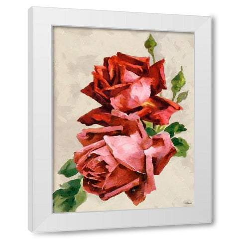 Red Roses III White Modern Wood Framed Art Print by Medeiros, Celito