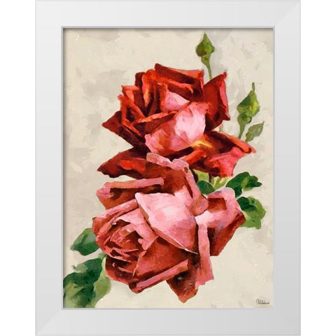 Red Roses III White Modern Wood Framed Art Print by Medeiros, Celito