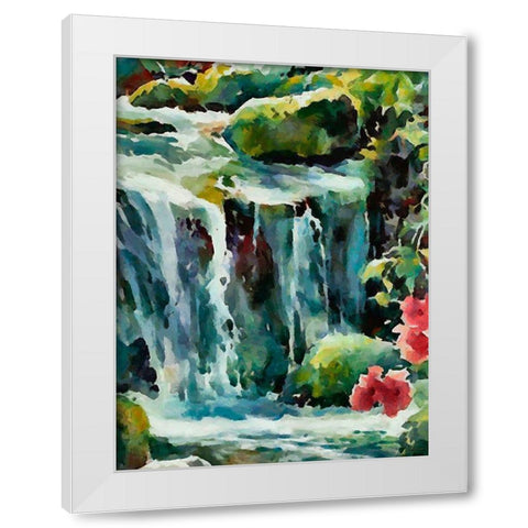 Watterfall with Rocks White Modern Wood Framed Art Print by Medeiros, Celito