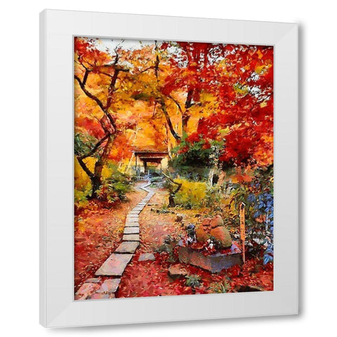 A Path into Garden White Modern Wood Framed Art Print by Medeiros, Celito