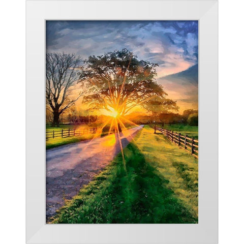 Sunset behind the Tree II White Modern Wood Framed Art Print by Medeiros, Celito