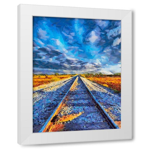 Railway Tracks I White Modern Wood Framed Art Print by Medeiros, Celito