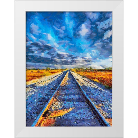 Railway Tracks I White Modern Wood Framed Art Print by Medeiros, Celito