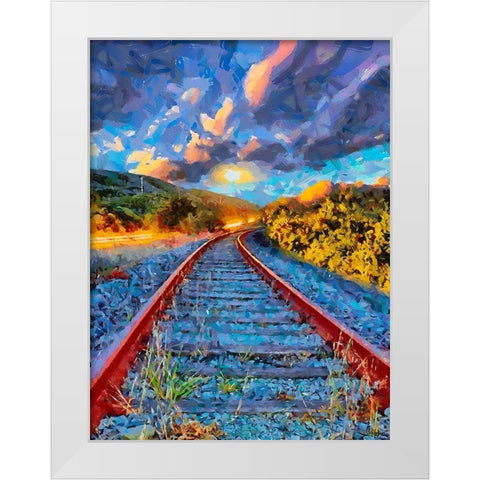Railway Tracks II White Modern Wood Framed Art Print by Medeiros, Celito