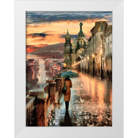 A Walk in Moscow White Modern Wood Framed Art Print by Medeiros, Celito