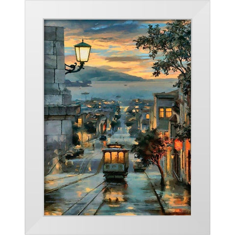 Cable Car in San Francisco I White Modern Wood Framed Art Print by Medeiros, Celito