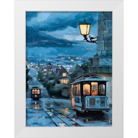 Cable Car in San Francisco III White Modern Wood Framed Art Print by Medeiros, Celito