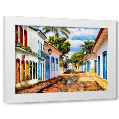 A Town in Brazil I White Modern Wood Framed Art Print by Medeiros, Celito