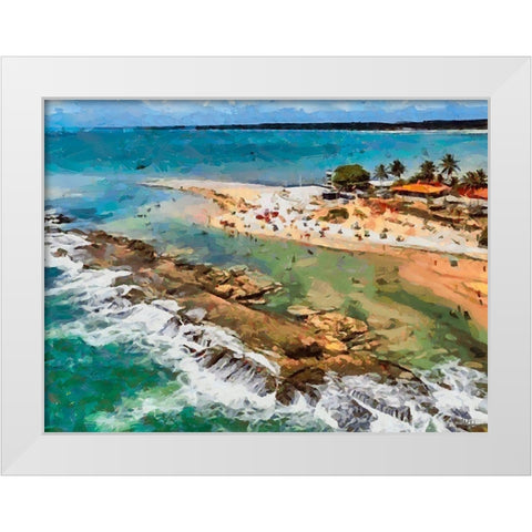 A Tropical Beach White Modern Wood Framed Art Print by Medeiros, Celito