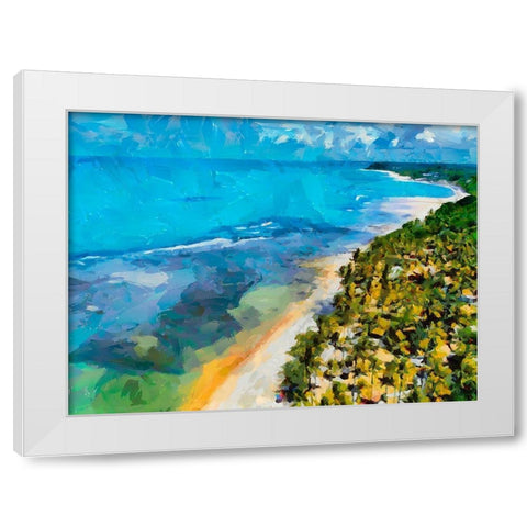Beach by the Azure Sea I White Modern Wood Framed Art Print by Medeiros, Celito