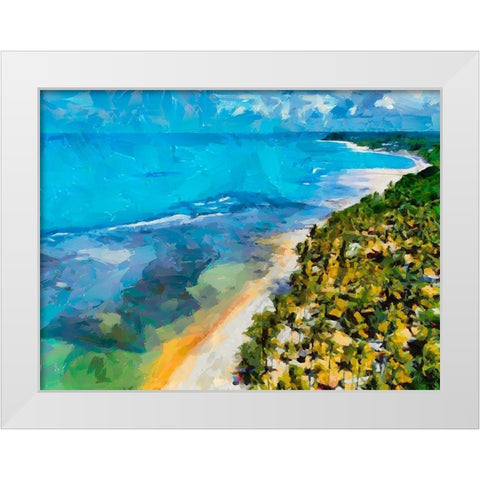 Beach by the Azure Sea I White Modern Wood Framed Art Print by Medeiros, Celito