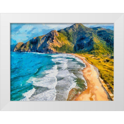 Beach by the Azure Sea II White Modern Wood Framed Art Print by Medeiros, Celito