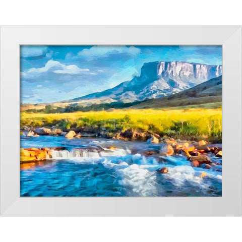 Table Mountain White Modern Wood Framed Art Print by Medeiros, Celito