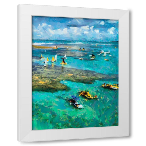 Sailing Boats White Modern Wood Framed Art Print by Medeiros, Celito