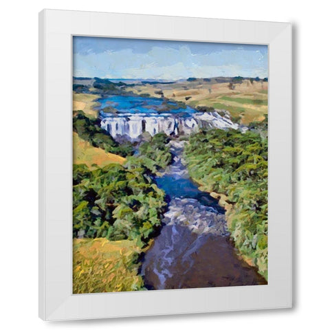 Wattefall on the River White Modern Wood Framed Art Print by Medeiros, Celito
