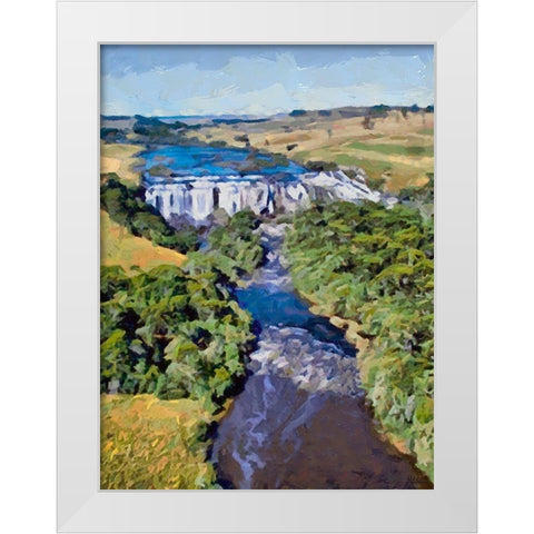 Wattefall on the River White Modern Wood Framed Art Print by Medeiros, Celito