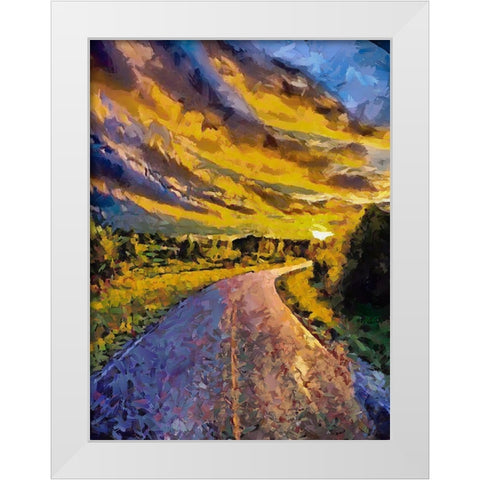 Sunset Road I White Modern Wood Framed Art Print by Medeiros, Celito