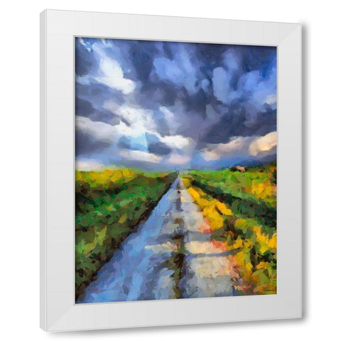 The Road with Clouds White Modern Wood Framed Art Print by Medeiros, Celito