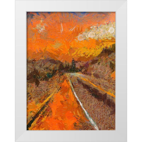 Golden Sunset White Modern Wood Framed Art Print by Medeiros, Celito