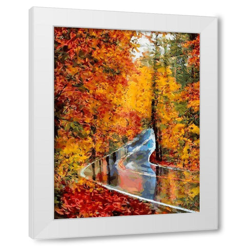 Autumn Road after Rain White Modern Wood Framed Art Print by Medeiros, Celito