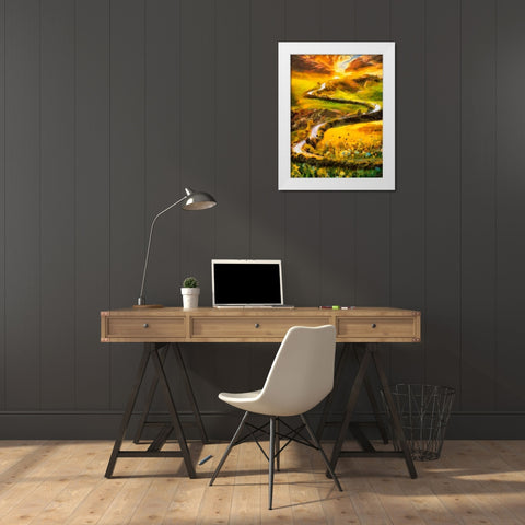 Windig Road White Modern Wood Framed Art Print by Medeiros, Celito