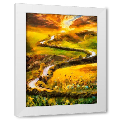 Windig Road White Modern Wood Framed Art Print by Medeiros, Celito