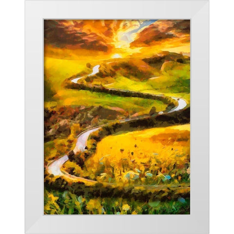 Windig Road White Modern Wood Framed Art Print by Medeiros, Celito