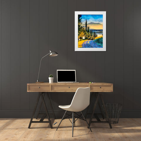 Mountain in Tuscany White Modern Wood Framed Art Print by Medeiros, Celito