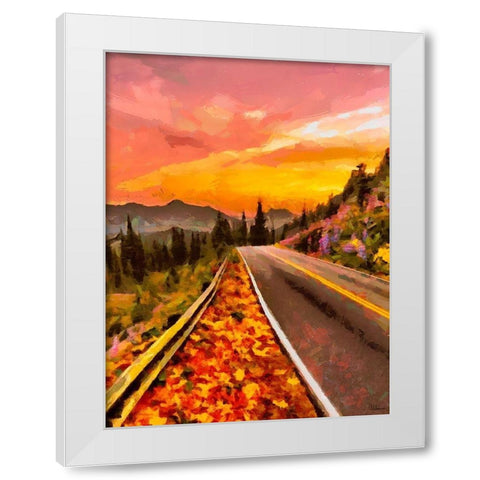 Sunset in the Mountains White Modern Wood Framed Art Print by Medeiros, Celito