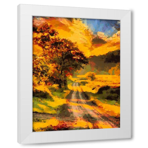 Golden Sunset White Modern Wood Framed Art Print by Medeiros, Celito