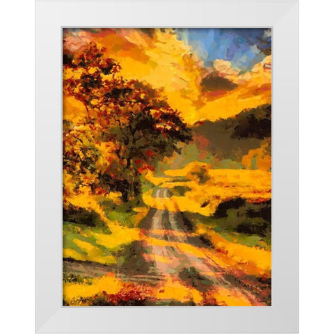 Golden Sunset White Modern Wood Framed Art Print by Medeiros, Celito