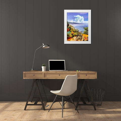 Armchair on the Terrace White Modern Wood Framed Art Print by Medeiros, Celito