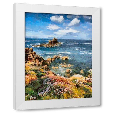 Flowers in the Meadow by the Sea II White Modern Wood Framed Art Print by Medeiros, Celito