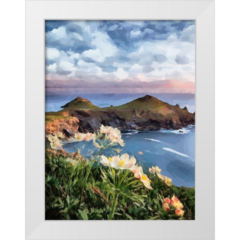 Flowers in the Meadow by the Sea III White Modern Wood Framed Art Print by Medeiros, Celito