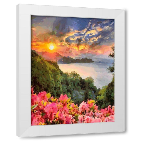 Flowers in the Meadow by the Sea IV White Modern Wood Framed Art Print by Medeiros, Celito