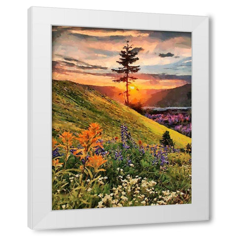 Sunrise behind a Tree White Modern Wood Framed Art Print by Medeiros, Celito