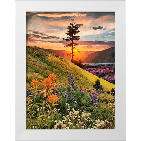 Sunrise behind a Tree White Modern Wood Framed Art Print by Medeiros, Celito