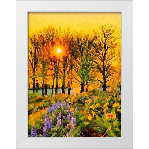 Sunset behind the Trees White Modern Wood Framed Art Print by Medeiros, Celito