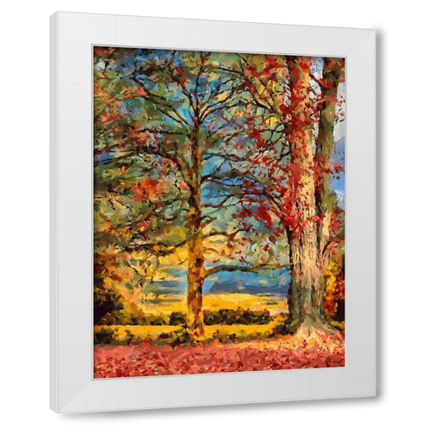 Oak in autumn White Modern Wood Framed Art Print by Medeiros, Celito