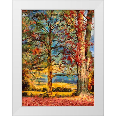 Oak in autumn White Modern Wood Framed Art Print by Medeiros, Celito
