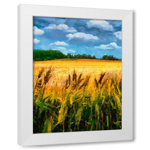 Wheat Fields White Modern Wood Framed Art Print by Medeiros, Celito
